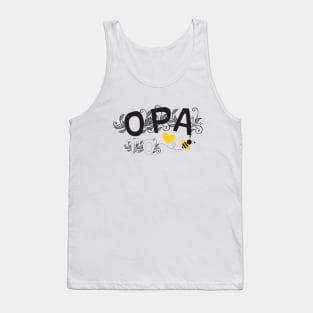 Opa To Be | Modern Cute Black And White Floral Typography With Yellow Bee And Heart | New Baby Announcement Tank Top